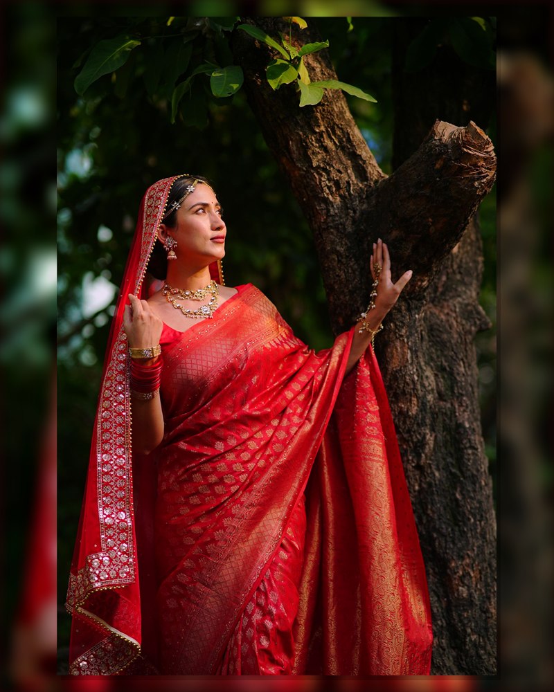 Vrinda Red Banarasi Saree